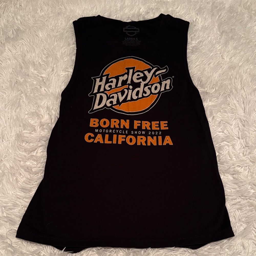 Harley-Davidson Black and Orange Sleeveless Shirt